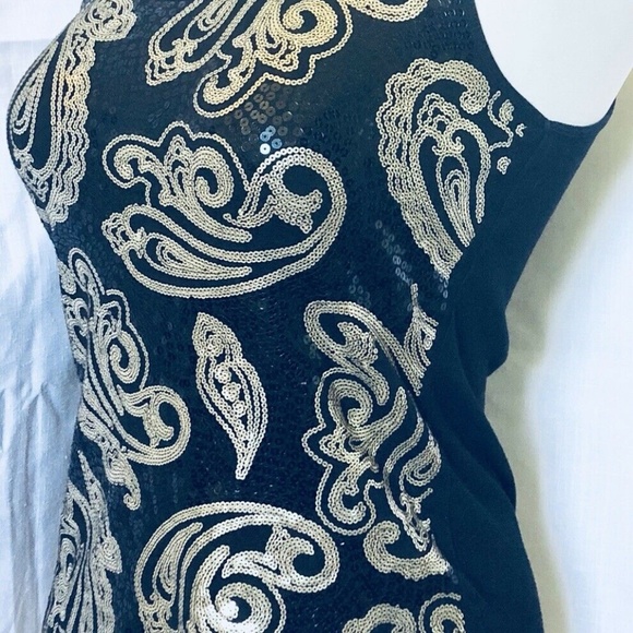 Apt. 9 Black and Gold Sequin Tank Top - Picture 5 of 7